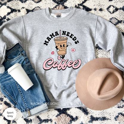 Mama Needs Coffee Sweater, Tired as a Mother, Mom Shirt, Mama T-Shirt, Coffee Lovers gift, Valentine Gifts for Mom, Valentine Gift Shirt, Retro Coffee Shirt, Retro Mom Coffee Shirt
