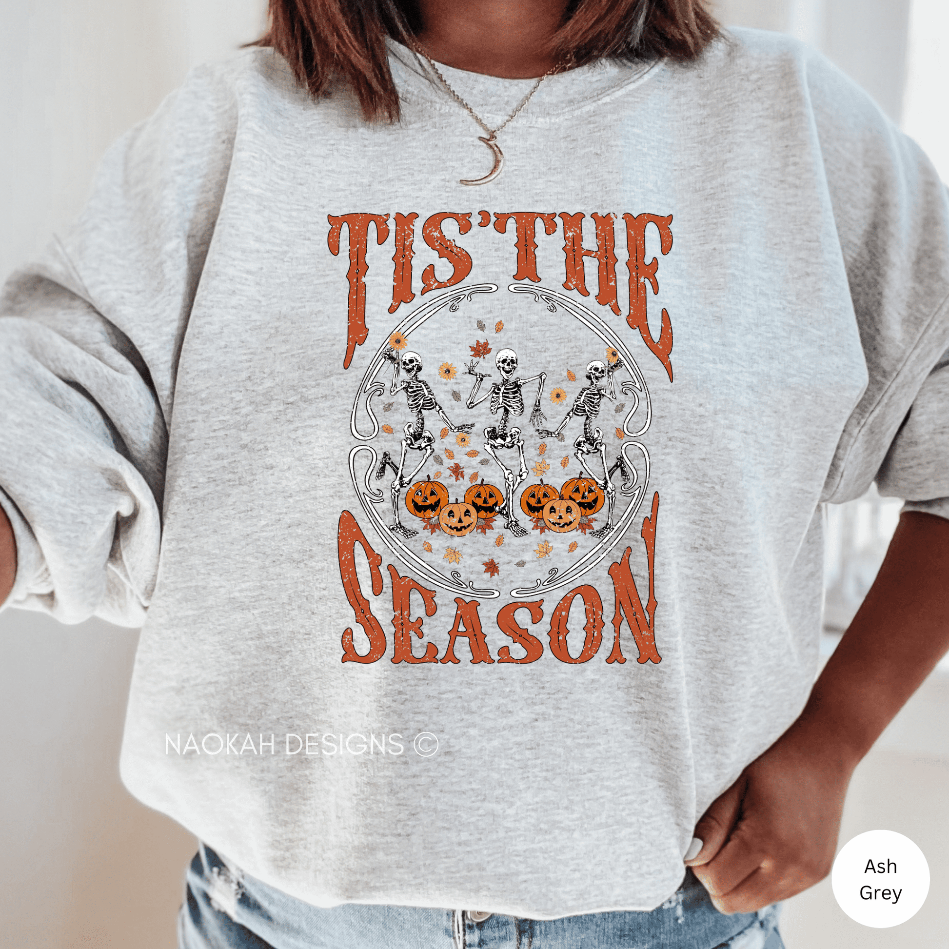 Tis' The Season Sweater, Fall Sweatshirt, Halloween Shirt, Fall Shirt, Autumn Shirt, Pumpkin Shirt, Dancing Skeletons Floral Sweater