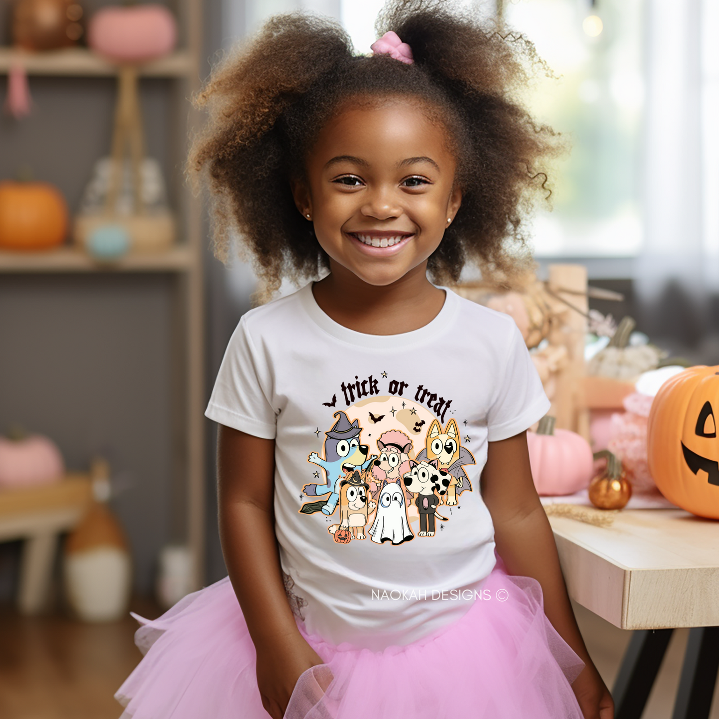 Blue Dog Trick or Treat Halloween Kids Shirt