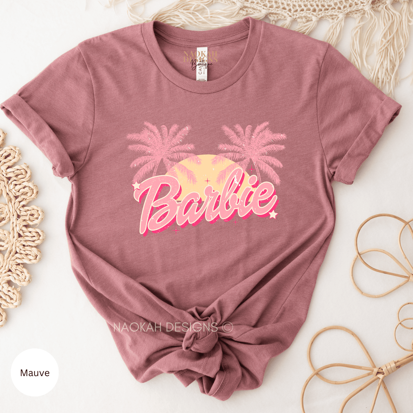 barbie shirt palm trees design
