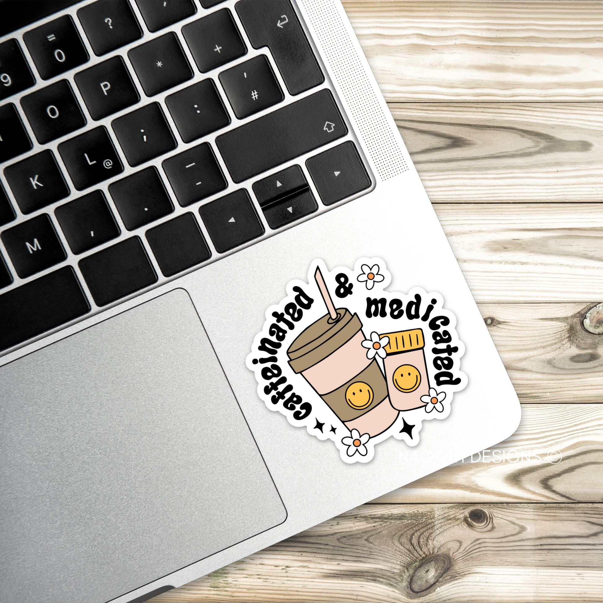 Caffeinated and Medicated Sticker, Cute Mental Health Sticker, Mental Health Sticker, Coffee Lover Sticker, Trendy Sticker, Cute Sticker