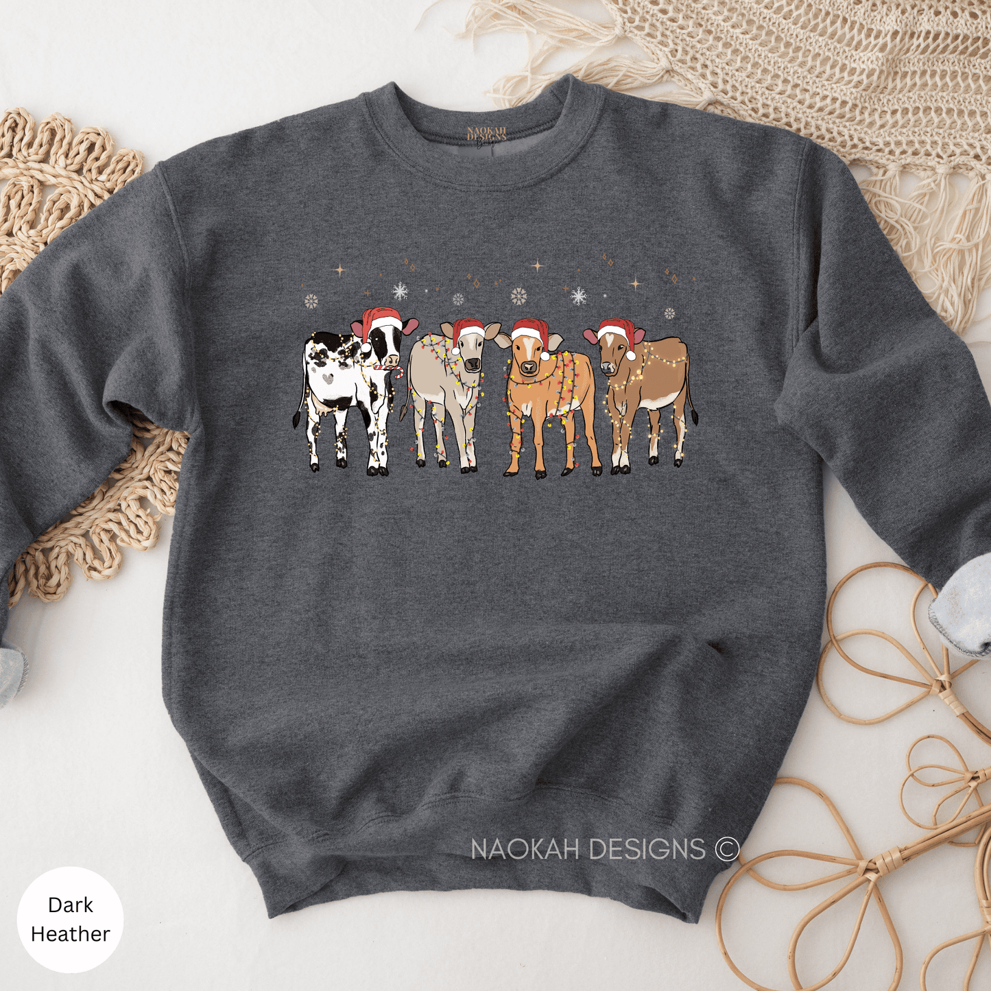 christmas cows sweatshirt, christmas animal sweatshirt, funny cow sweatshirt, cow christmas gift, cute christmas sweater