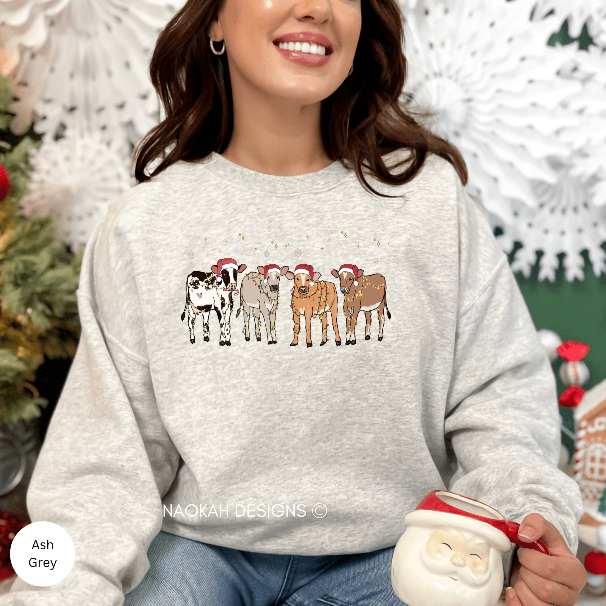 Christmas Cows Sweatshirt, Christmas Animal Sweatshirt, Funny Cow Sweatshirt, Cow Christmas Gift, Cute Christmas Sweater