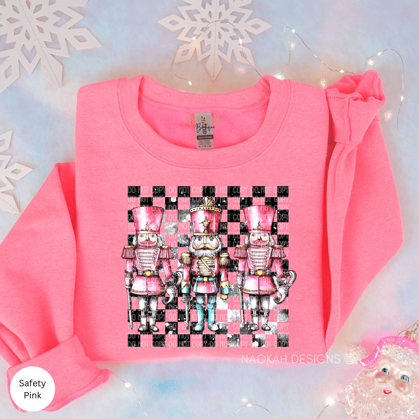 christmas nutcracker sweater, pink retro nutcracker shirt, nutcracker ballet shirt, sugar plum fairy, groovy checkered christmas holiday