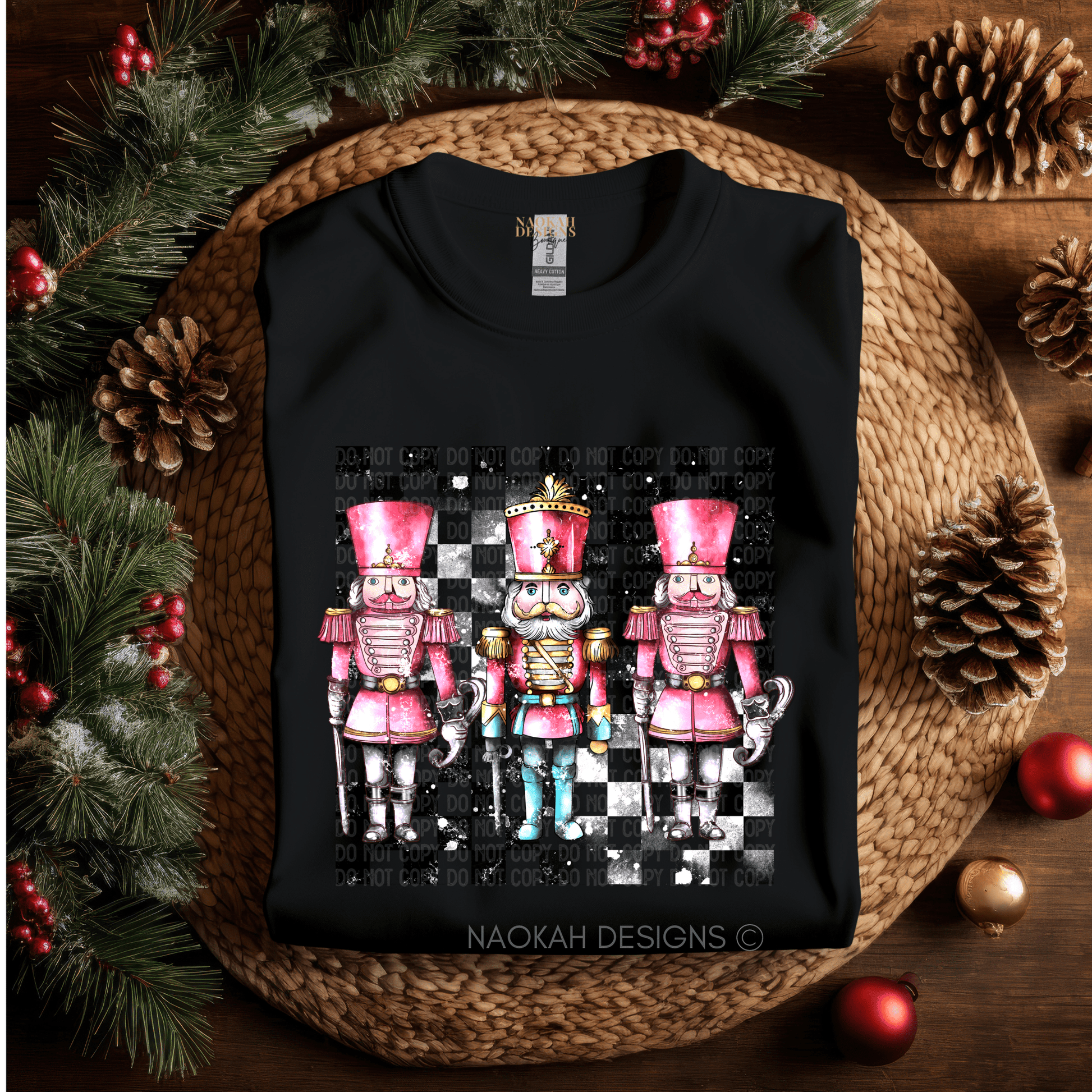 Christmas Nutcracker Sweater, Pink Retro Nutcracker Shirt, Nutcracker Ballet Shirt, Sugar Plum Fairy, Groovy Checkered Christmas Holiday