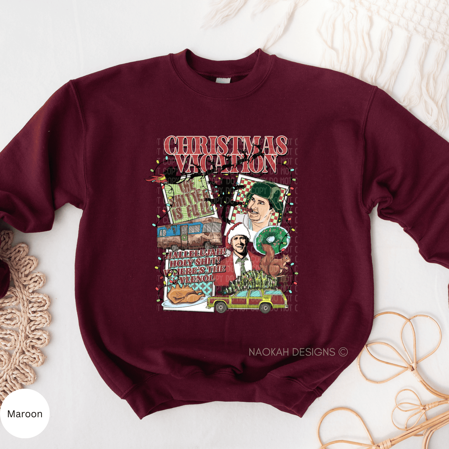 christmas vacation sweater, a real beaut guaranteed shirt, little full lotta sap shirt, cousin eddy, griswold shirt, shitters full, lights, illumination, turkey 