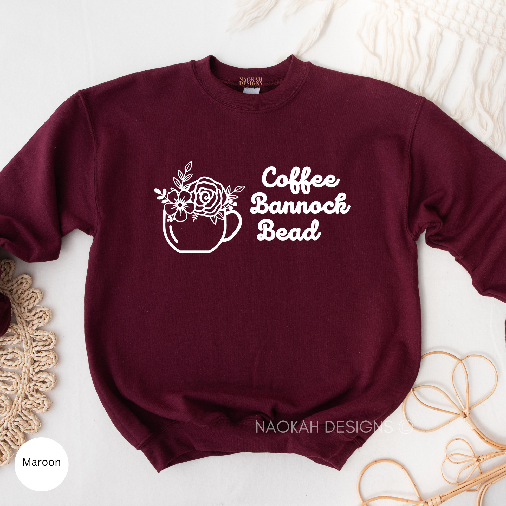 Coffee Bannock Bead Sweater, Bead Love Coffee Sweater, Bead Collector, Gift for Crafter, Gift For Beader, Indigenous Owned Shop, Bead Gift