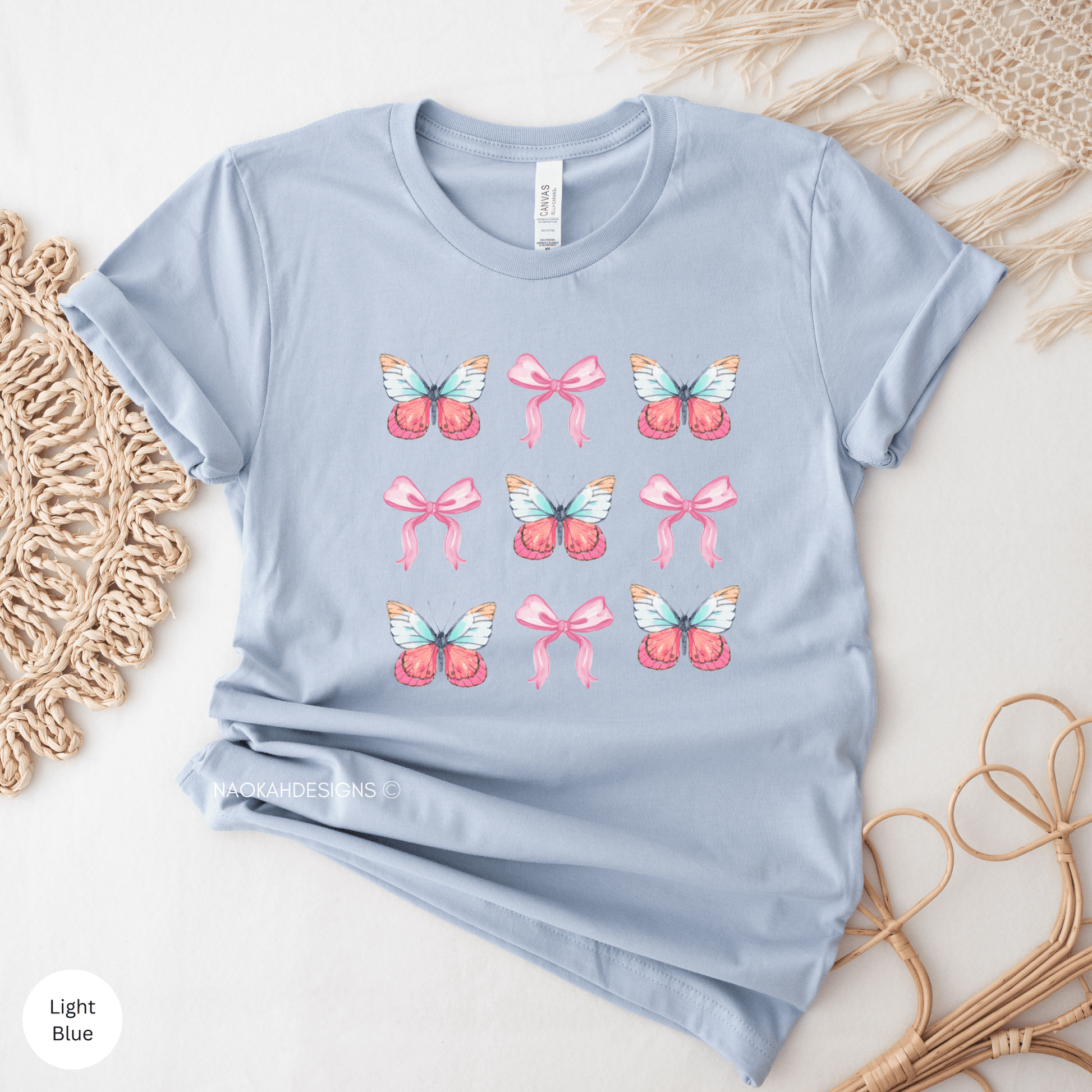 Coquette Butterfly and bows shirt, Retro Coquette Aesthetic Butterfly Art shirt