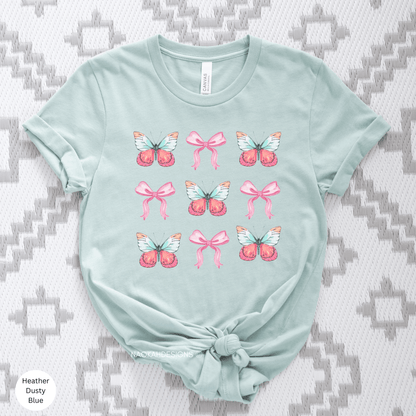 Coquette Butterfly and bows shirt, Retro Coquette Aesthetic Butterfly Art shirt