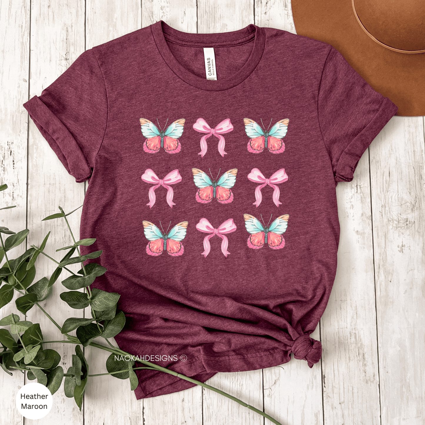 coquette butterfly and bows shirt, retro coquette aesthetic butterfly art shirt