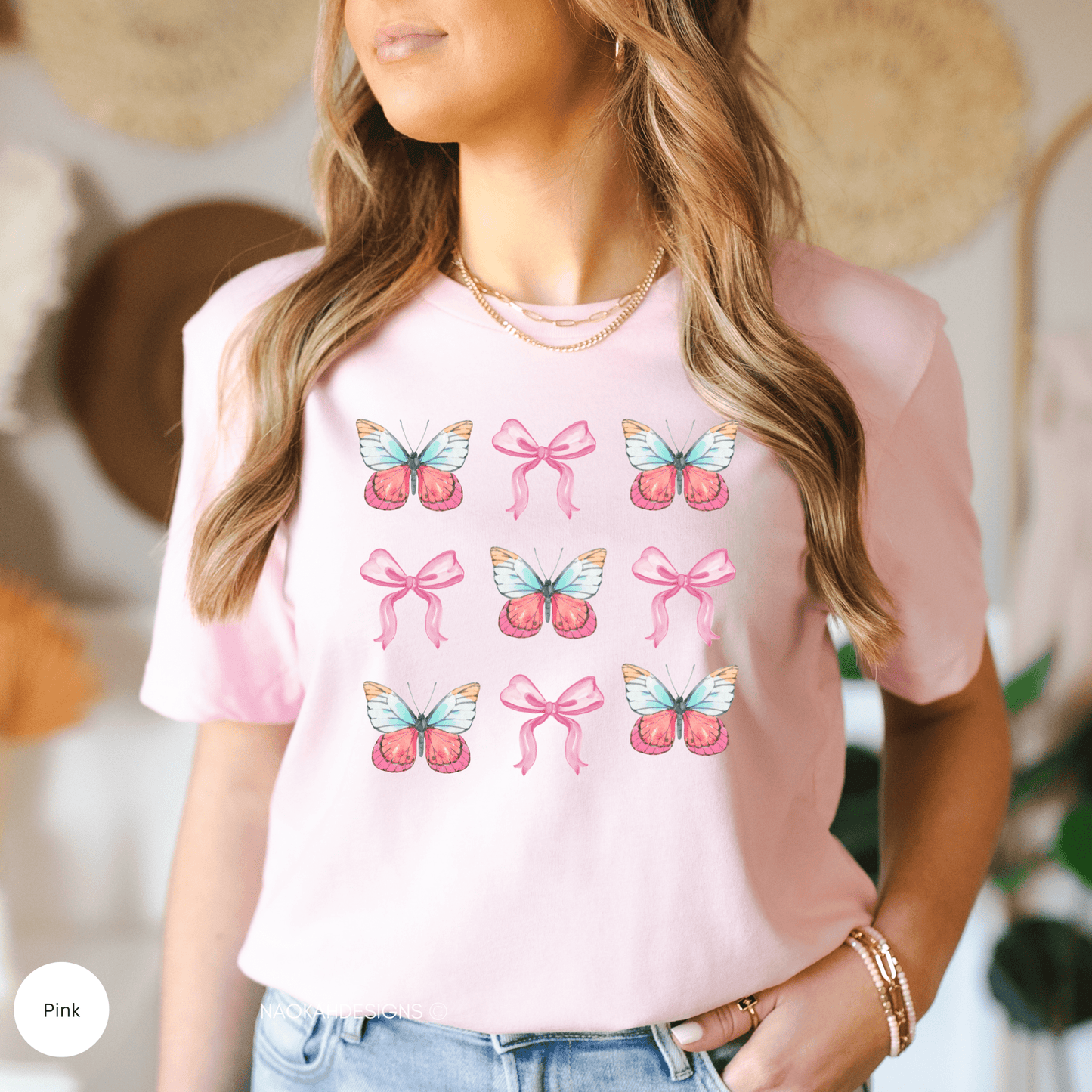 coquette butterfly and bows shirt, retro coquette aesthetic butterfly art shirt
