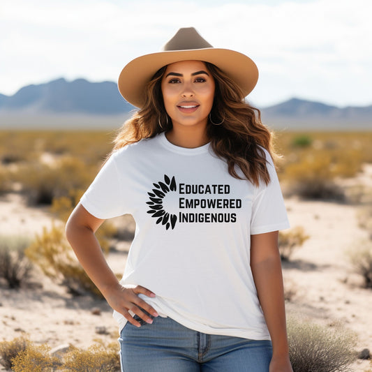 Educated Empowered Indigenous Shirt, Sunflower Shirt, Indigenous Owned Shops Canada, Empowered Woman Sweatshirt