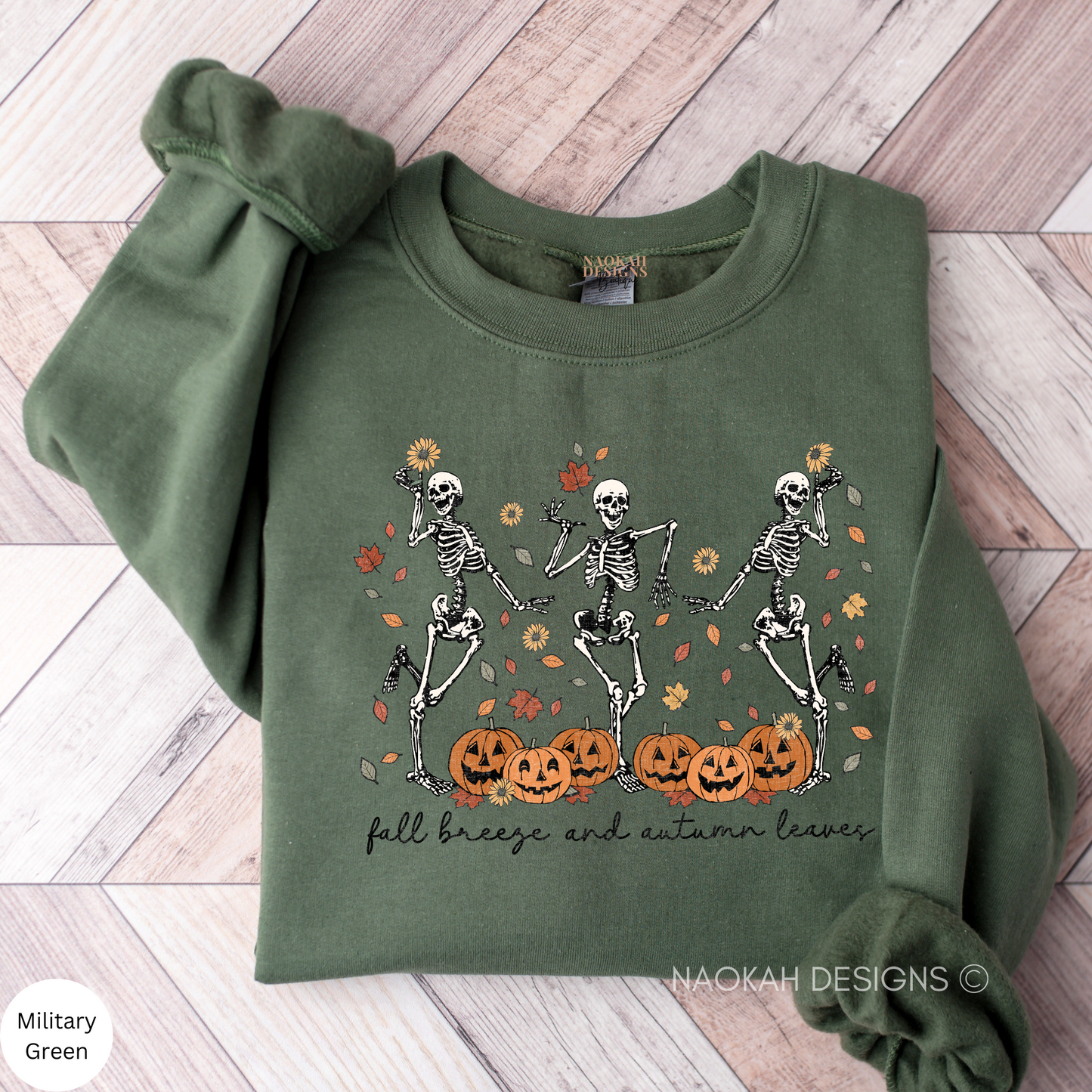 fall breeze and autumn leaves sweatshirt, halloween sweatshirt, dancing skeletons hoodie, spooky fall sweatshirt, pumpkin sweatshirt gift