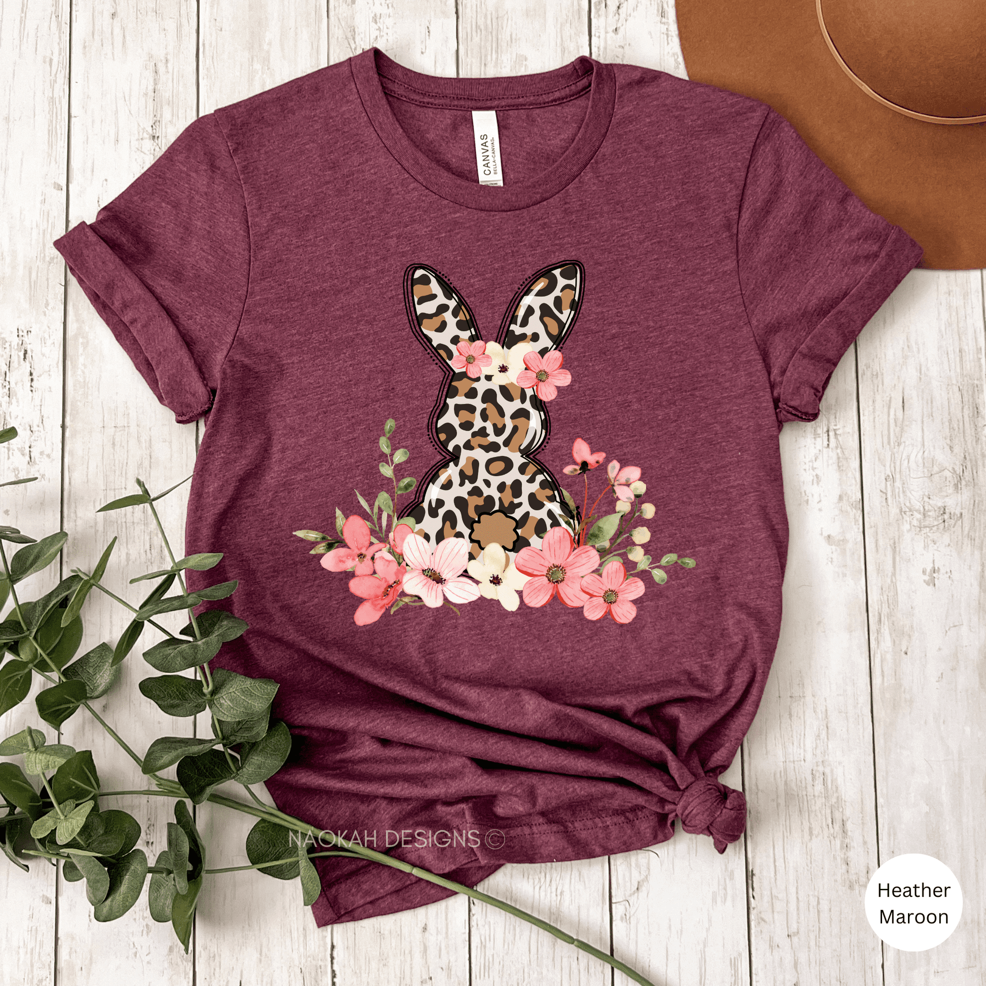 Floral Leopard Bunny Shirt, Bunny Shirt, Cute Easter Bunny T-Shirt, Happy Easter, Shirt with Bunnies, Easter Gift, Happy Easter T-Shirt