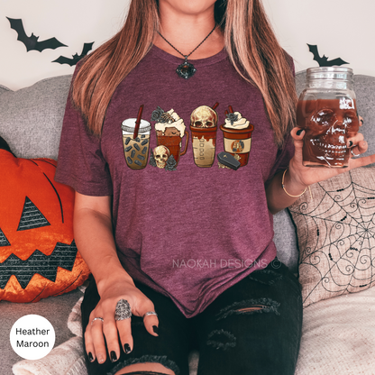 Goth Girl Skull Spooky Halloween Shirt