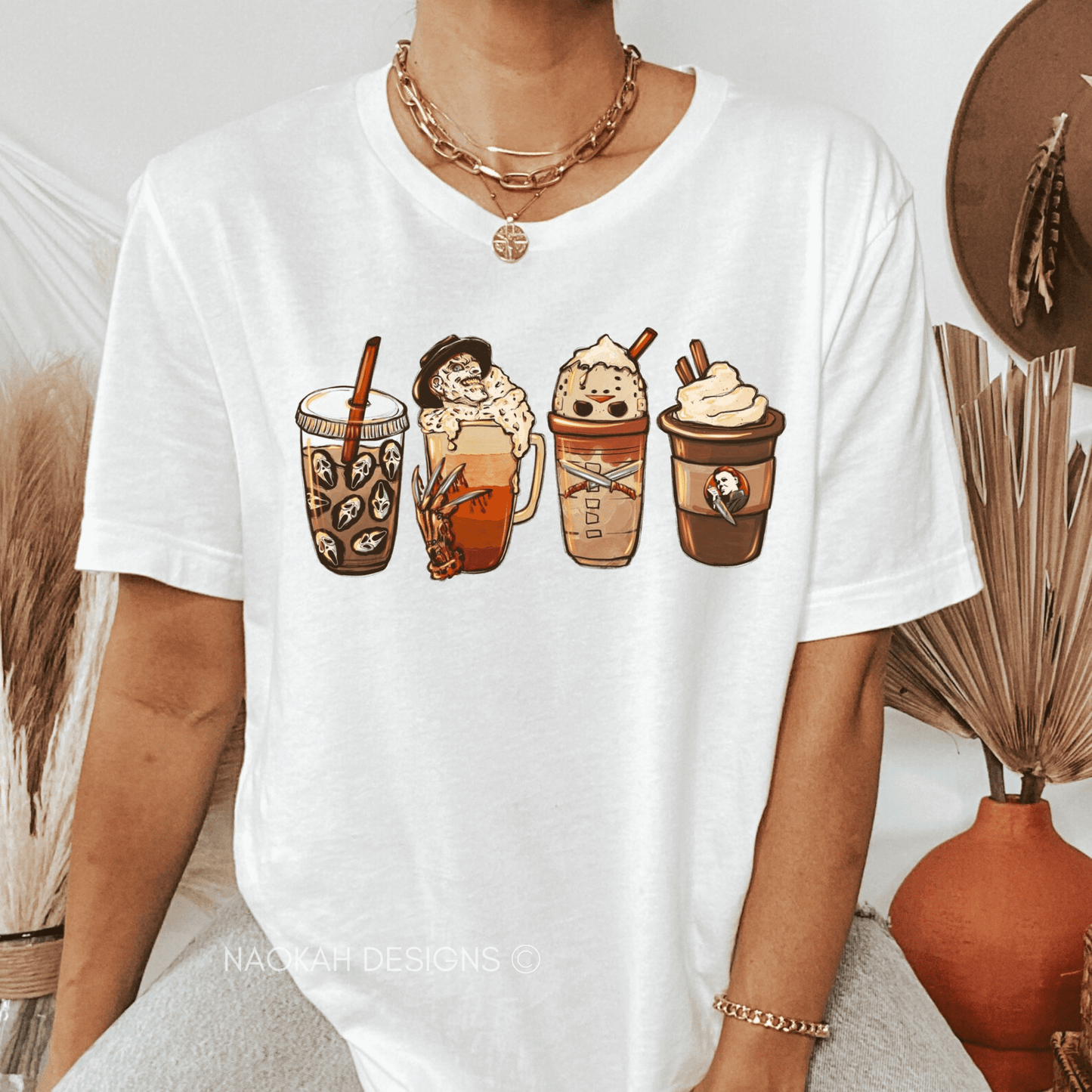 Halloween Horror Coffee Shirt, Horror Latte Shirt, Horror Jason Shirt, Horror Freddy Shirt, Horror Michael Shirt, Ghost Shirt