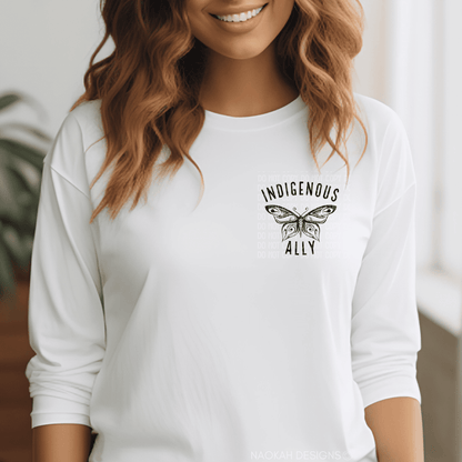 Indigenous Ally Butterfly T-Shirt, Native Ally, Indigenous t-shirt, Ally shirt, Ally Sweater, Indigenous T-shirt, Indigenous Owned Shop