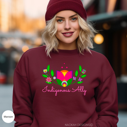 Indigenous Ally Sweater, Native Pride, Indigenous Sweater, Ally Sweater, Ally Floral Sweater, Indigenous Hoodie, Indigenous Owned Shop