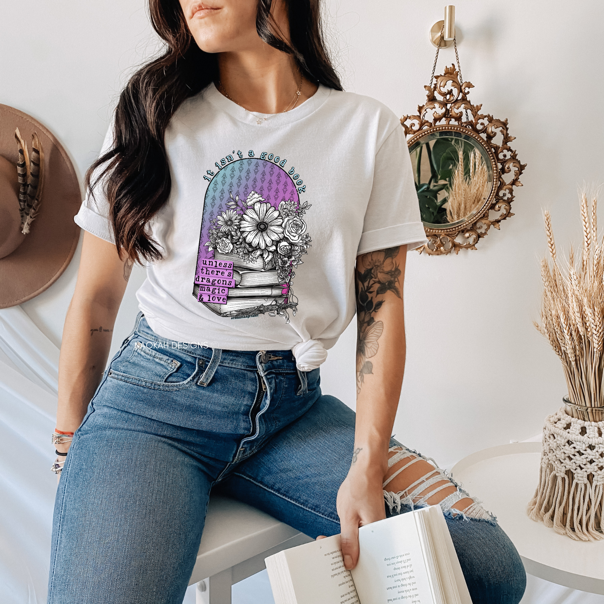 It Isn't A Good Book Unless There's Dragons Magic and Love Shirt, Gift for Book Lover, Romantasy Reader Shirt, Dragon Shirt, Book Shirt