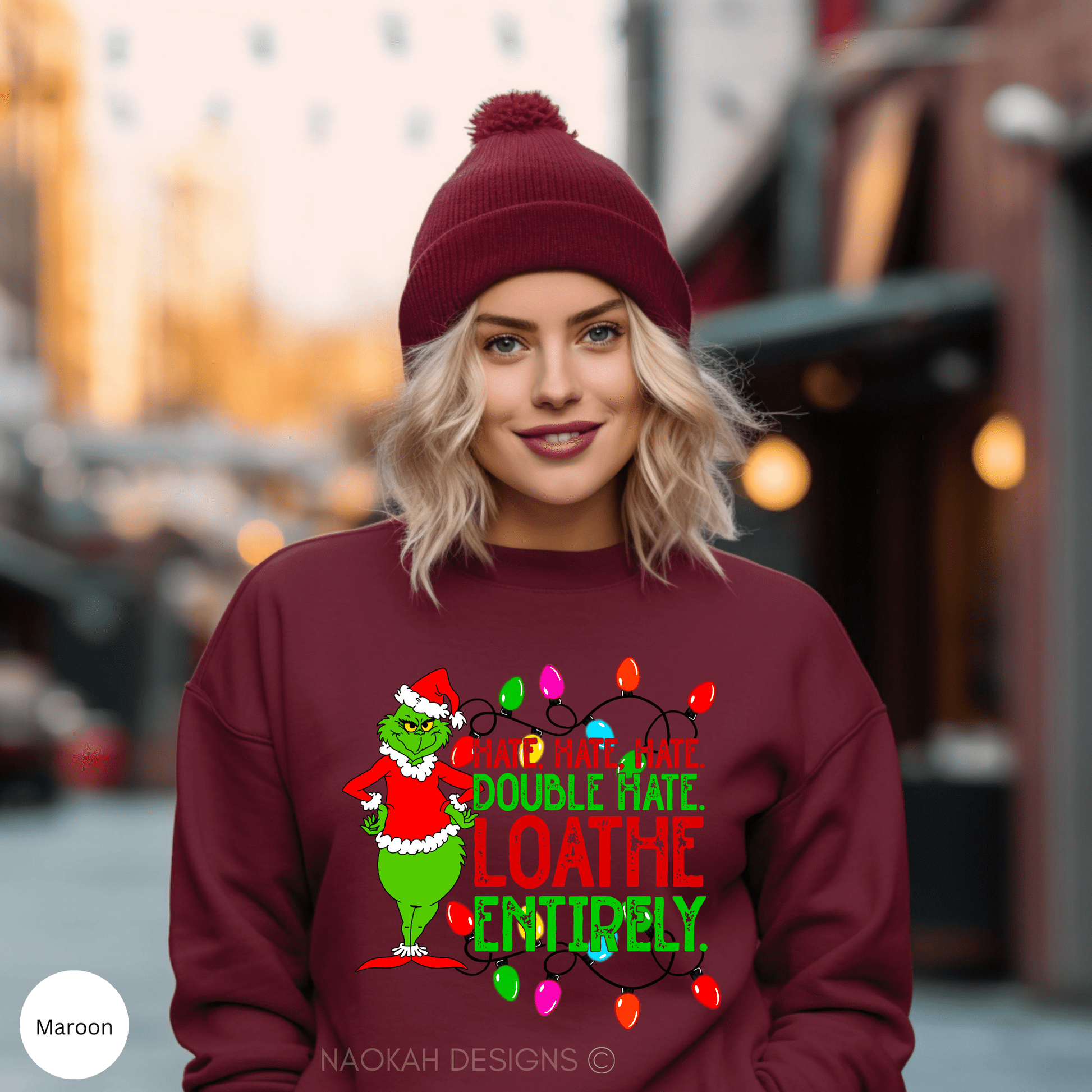 Loathe Entirely Unisex Crewneck Sweatshirt, Funny Holiday Sweater, Ugly Christmas Sweater Party, Classic Christmas Movie Sweatshirt