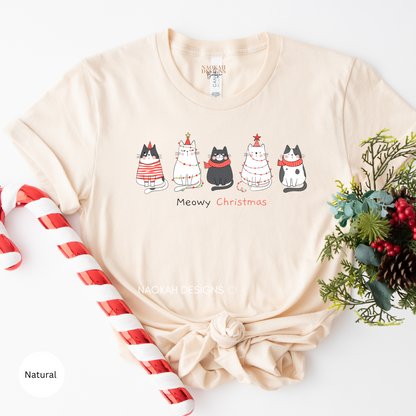 Meowy Christmas Shirt, Christmas Cat Shirt, Cat Lover Shirt, Christmas Gift For Cat Mom, Gifts For Cat Lover