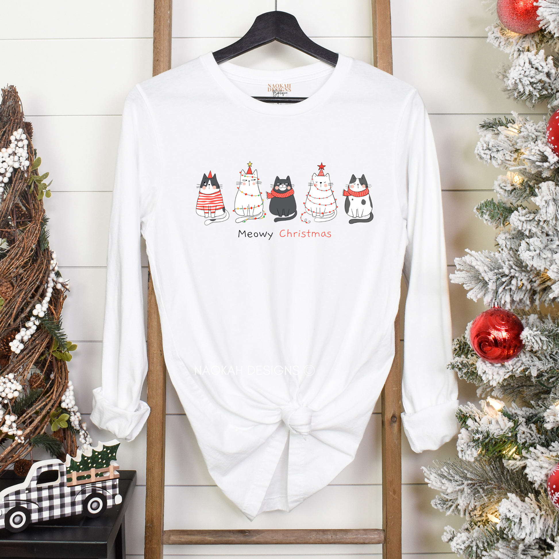 Meowy Christmas Shirt, Christmas Cat Shirt, Cat Lover Shirt, Christmas Gift For Cat Mom, Gifts For Cat Lover
