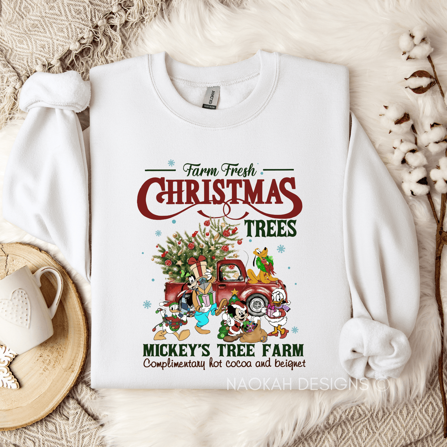 mickey's farm fresh christmas tree farm sweater, farm fresh christmas trees sweater, mickey's vintage tree farm sweater, mickey and friends christmas sweater