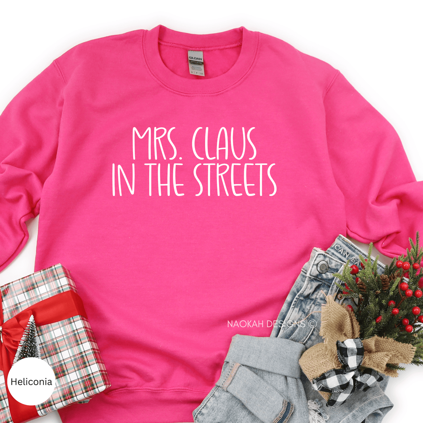 mrs. claus in the streets sweater, ho ho ho in the sheets sweater, mrs claus naughty christmas sweater, christmas vibes sweater