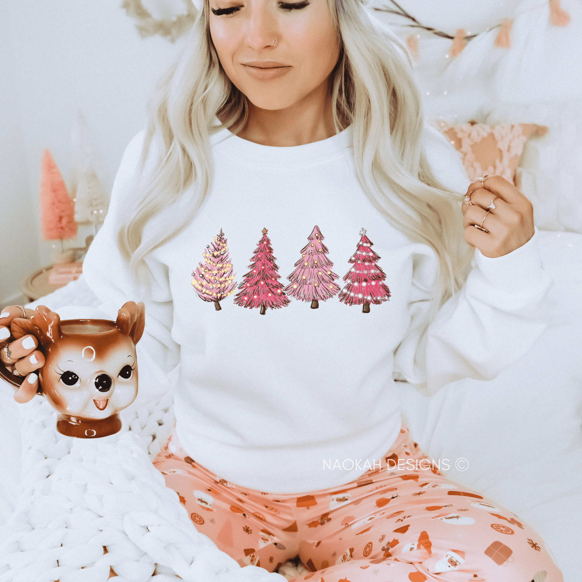 Pink Trees Christmas Sweater, Christmas Sweatshirt, Christmas Crewneck, Holiday Sweaters For Women, Winter Sweatshirt