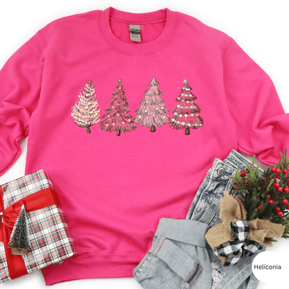 Pink Trees Christmas Sweater, Christmas Sweatshirt, Christmas Crewneck, Holiday Sweaters For Women, Winter Sweatshirt