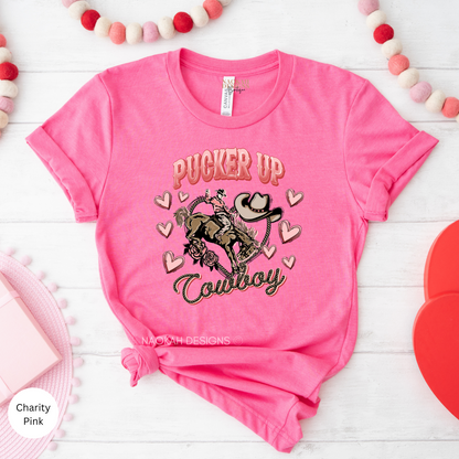 Pucker Up Cowboy Shirt, Western Valentine Shirt, Cowboy Valentine Shirt, Cowgirl Valentine Shirt, Cupid Aim For A Cowboy, Howdy Valentine