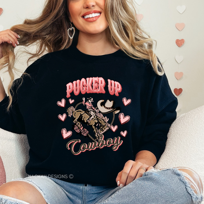 Pucker Up Cowboy Sweater, Western Valentine Shirt, Cowboy Valentine Shirt, Cowgirl Valentine Shirt, Cupid Aim For A Cowboy, Howdy Valentine