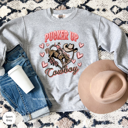 Pucker Up Cowboy Sweater, Western Valentine Shirt, Cowboy Valentine Shirt, Cowgirl Valentine Shirt, Cupid Aim For A Cowboy, Howdy Valentine