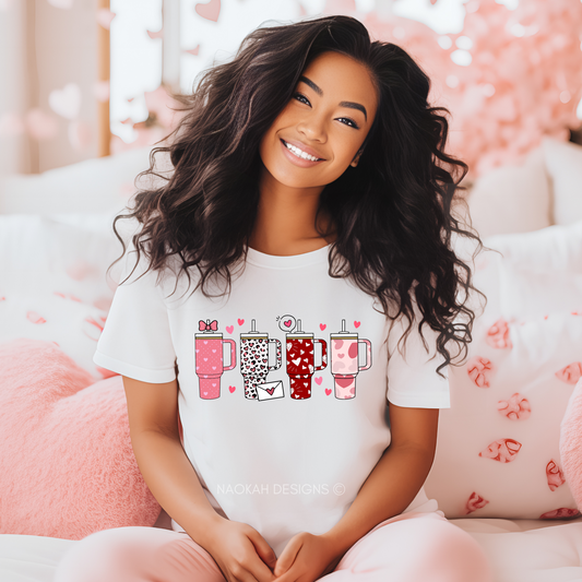 Retro Obsessive Cup Disorder Valentine's Day, Valentines Cup Shirt, Trendy Heart Valentines Shirt, Coffee Lover Shirt, Pink Cup Tee