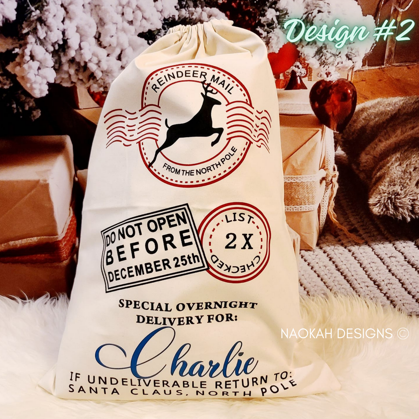 design #1personalized santa sack, christmas sack, christmas santa bag, personalize santa tote kid, christmas stocking, christmas gift bag