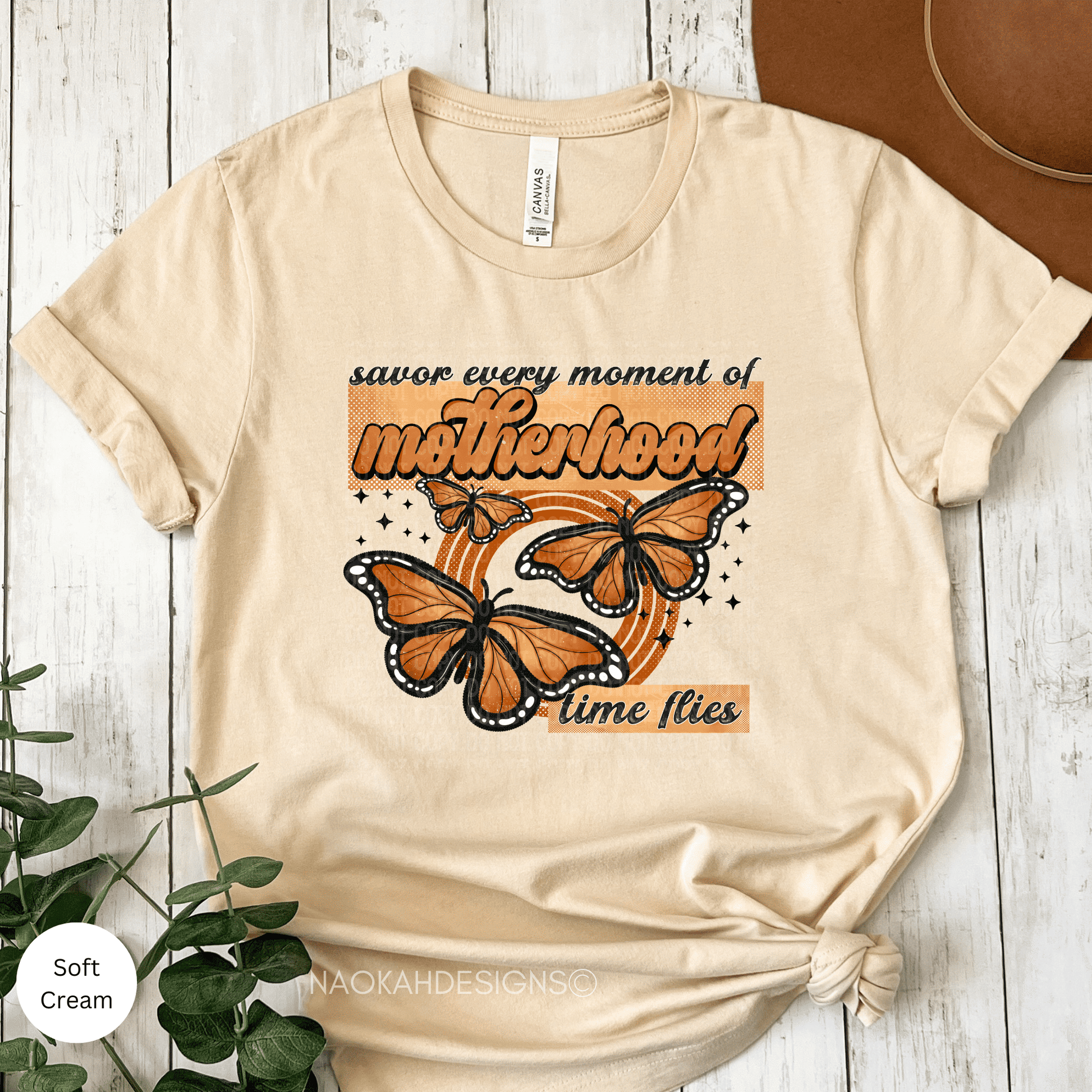 Savor Every Moment of Motherhood Time Flies Butterfly Shirt, Cool Moms Club Shirt for Women, Cool Mom TShirt for Mom, Cool Mom T-Shirt for New Mom, Funny Gift for Mom to Be