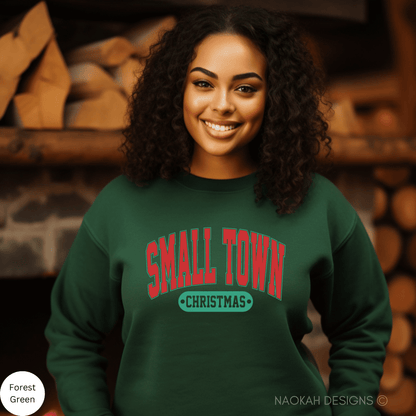 Small Town Christmas Sweater, Country Christmas Shirt, Hometown Shirt, Small Town Christmas Varsity Letters Sweater, Trendy Christmas