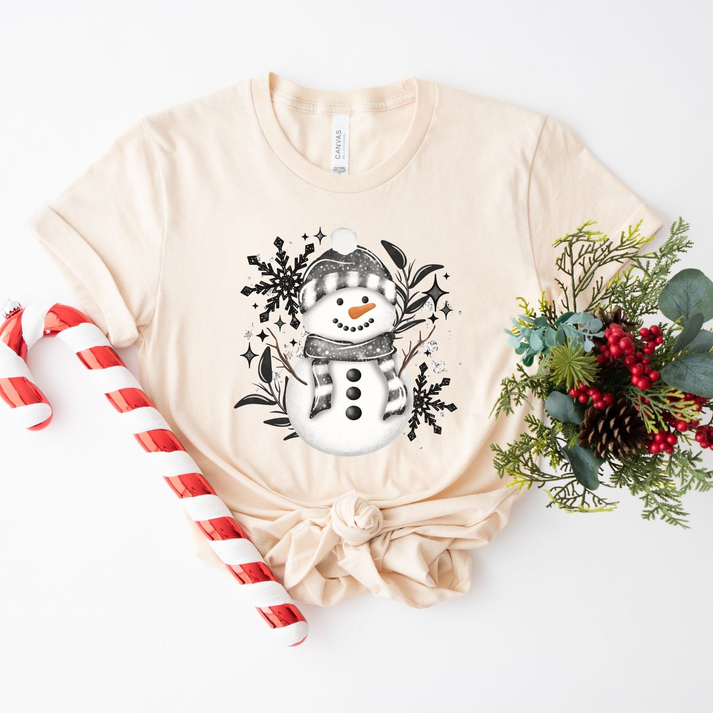 Snowman Floral Snowflake Shirt