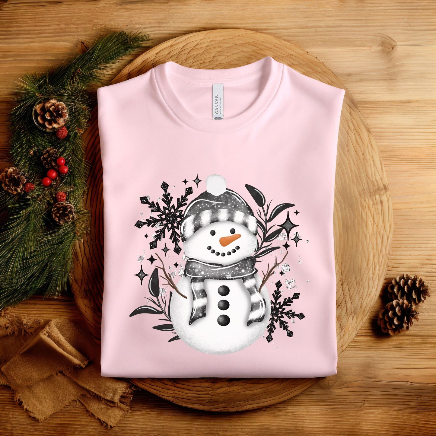 Snowman Floral Snowflake Shirt