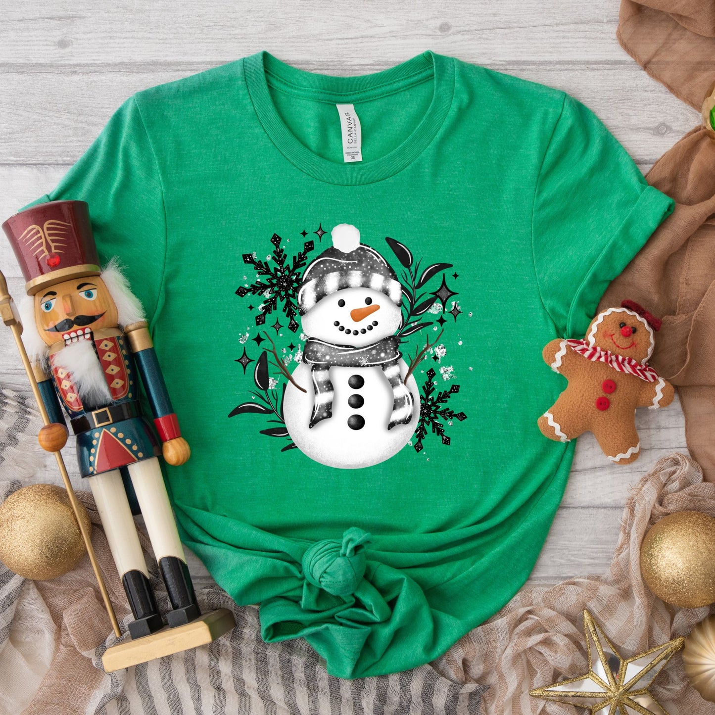 Snowman Floral Snowflake Shirt