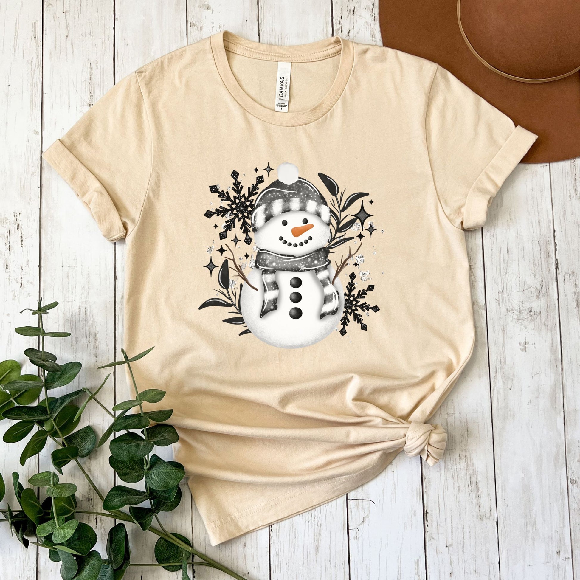 Snowman Floral Snowflake Shirt