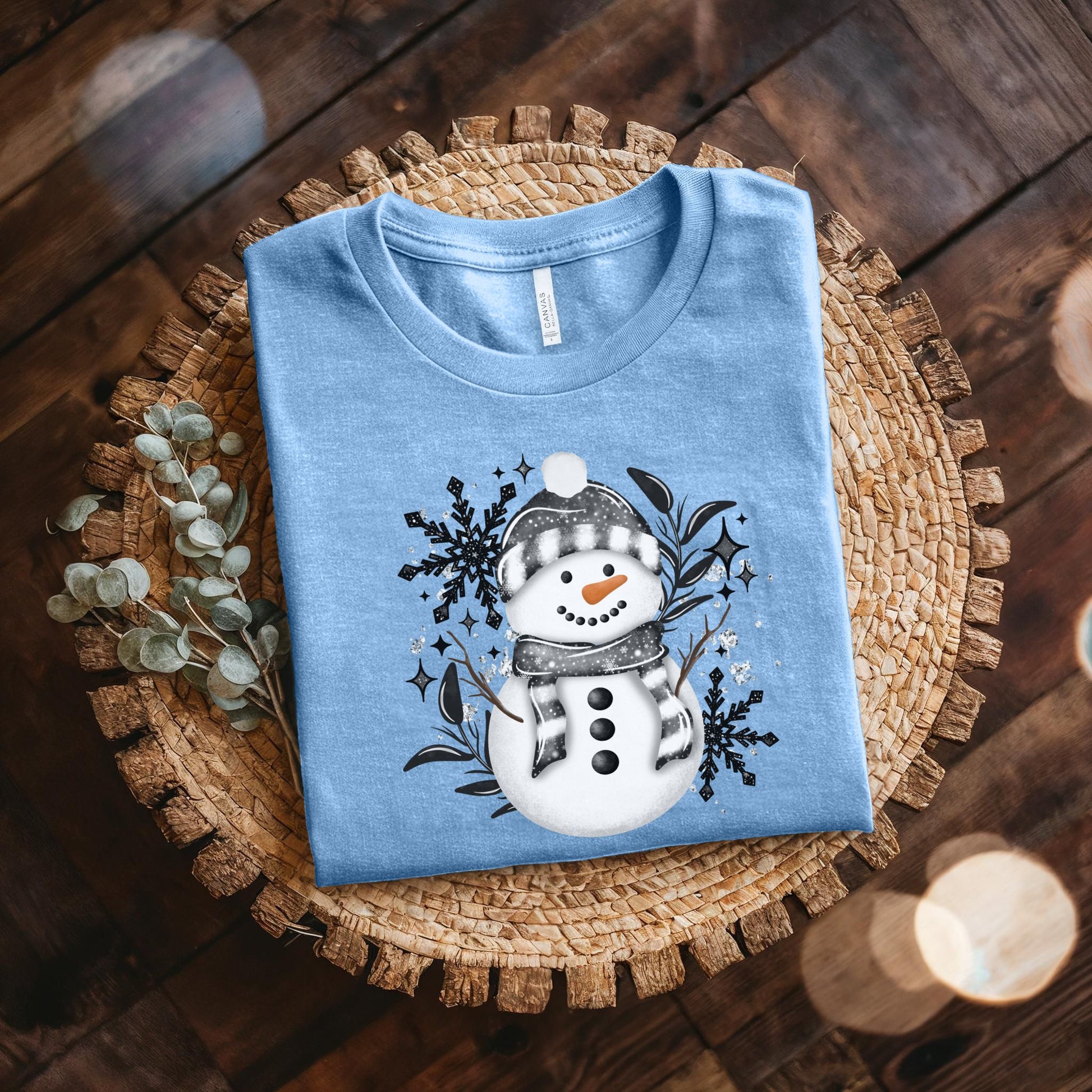 Snowman Floral Snowflake Shirt