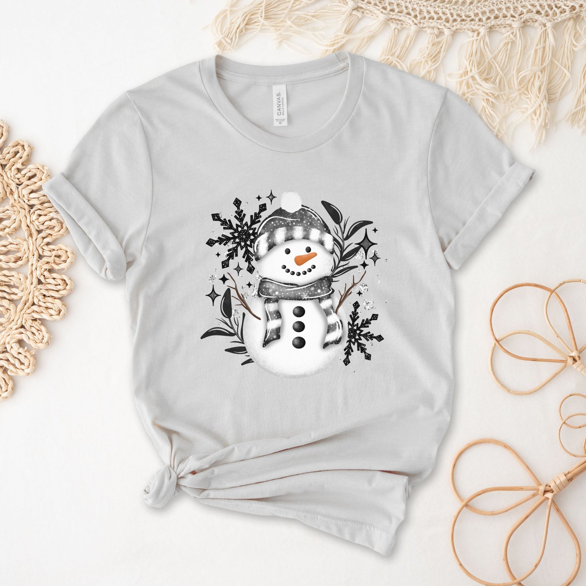 Snowman Floral Snowflake Shirt