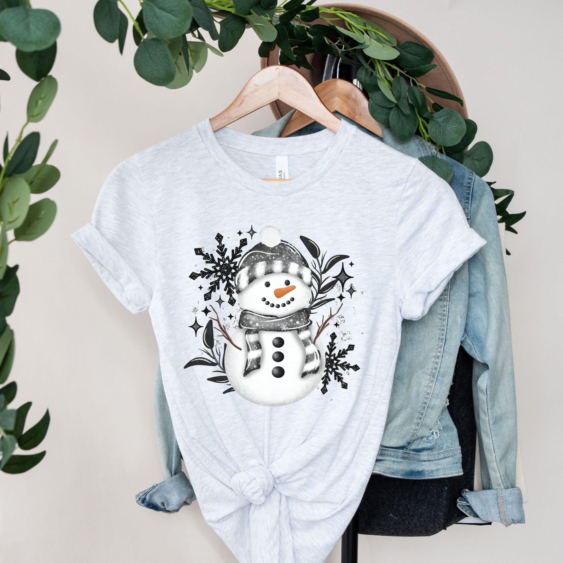 Snowman Floral Snowflake Shirt