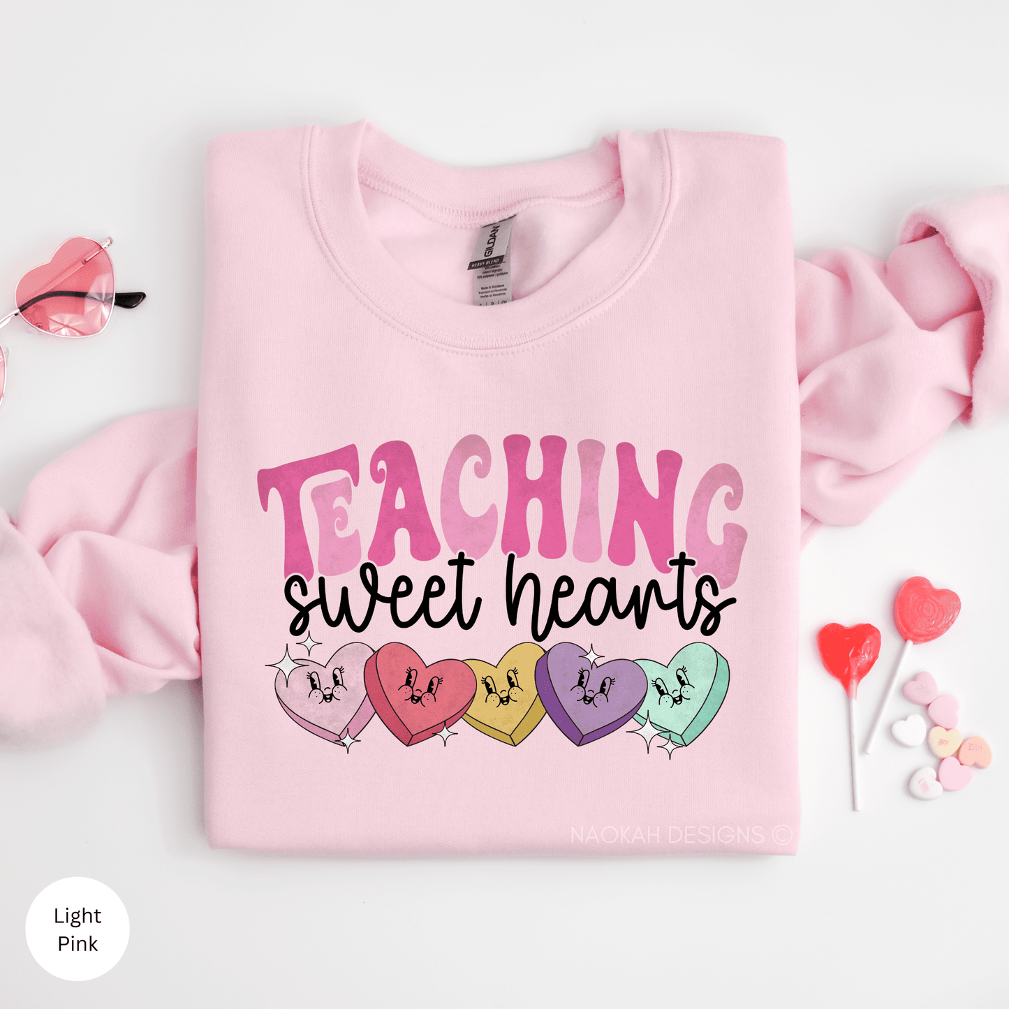teaching sweethearts shirt, teacher gift, womens teacher shirt, teacher valentines day tee, teacher wife sweater, teach crewneck, my class is full of sweethearts sweater