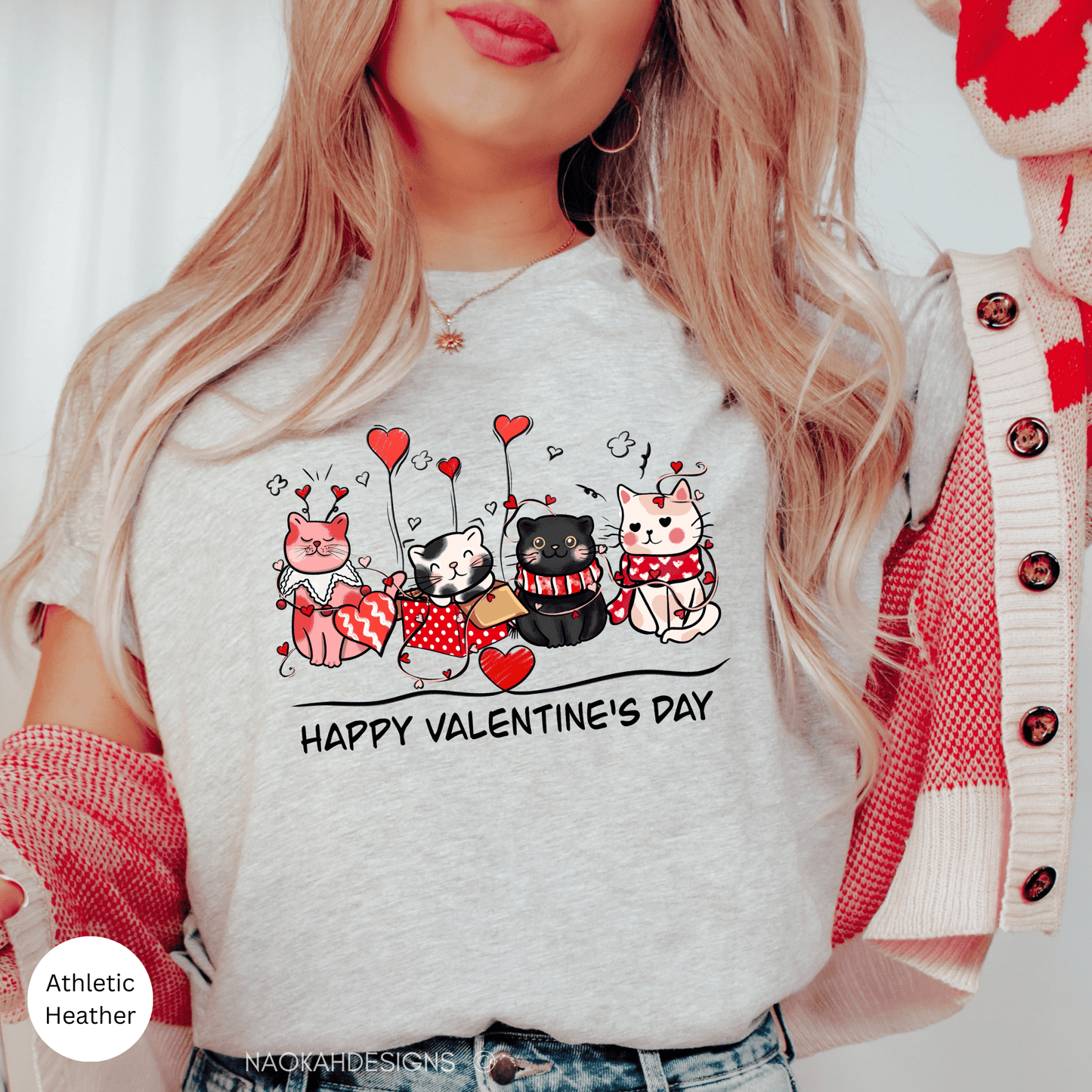 valentine's day cat shirt, valentine cats and hearts, cat lover shirt, cute valentine tee, valentine's day shirt, cats valentine shirt