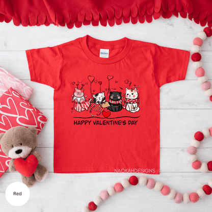 Youth Valentine's Day Shirt, Kids Cat Valentine Shirt