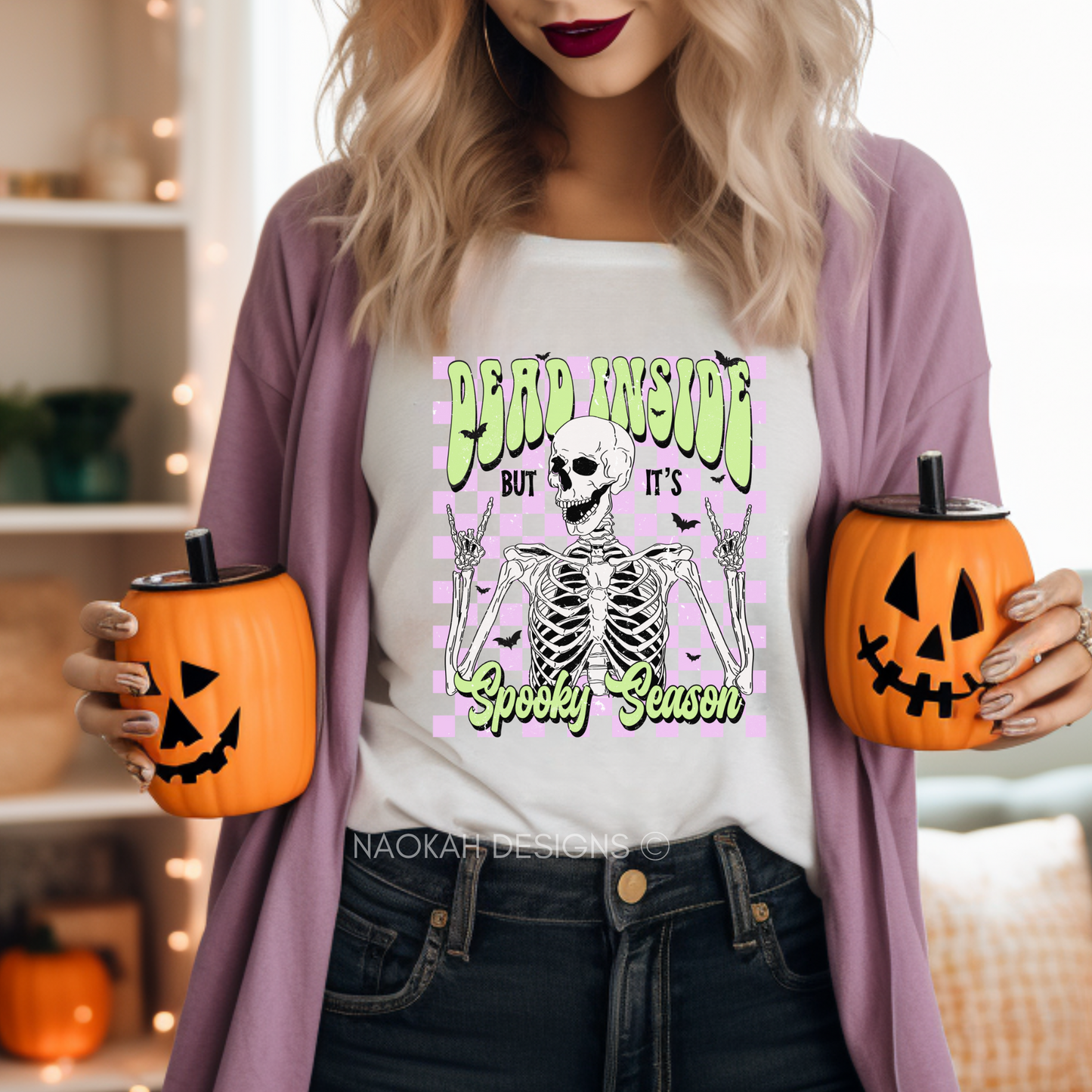 Dead Inside But It's Spooky Season T-Shirt, Funny Halloween Shirt, Rock 'N' Roll Tees, Rocker Skeleton Tshirt, Halloween Party Outfit