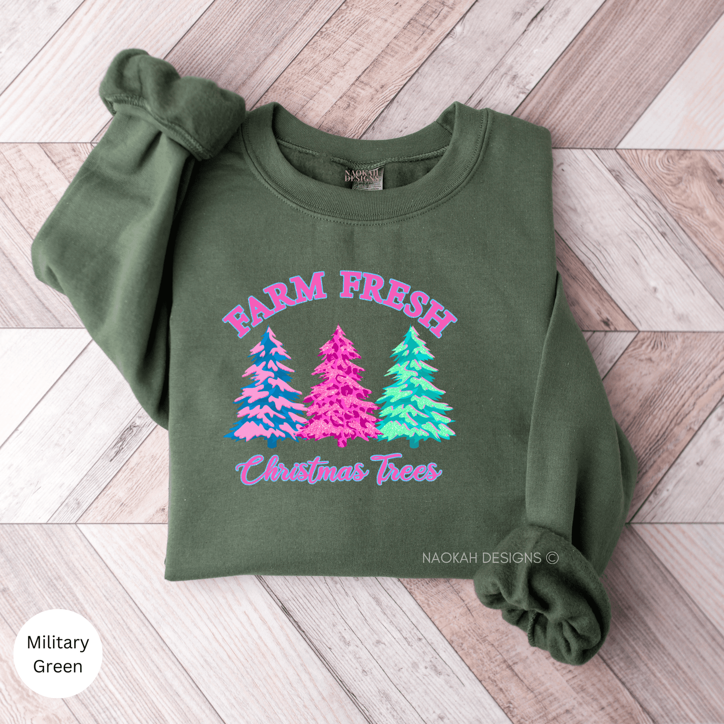 farm fresh christmas trees pink glitter sweater, farm fresh christmas trees shirt, tree farm sweatshirt, pine fir trees