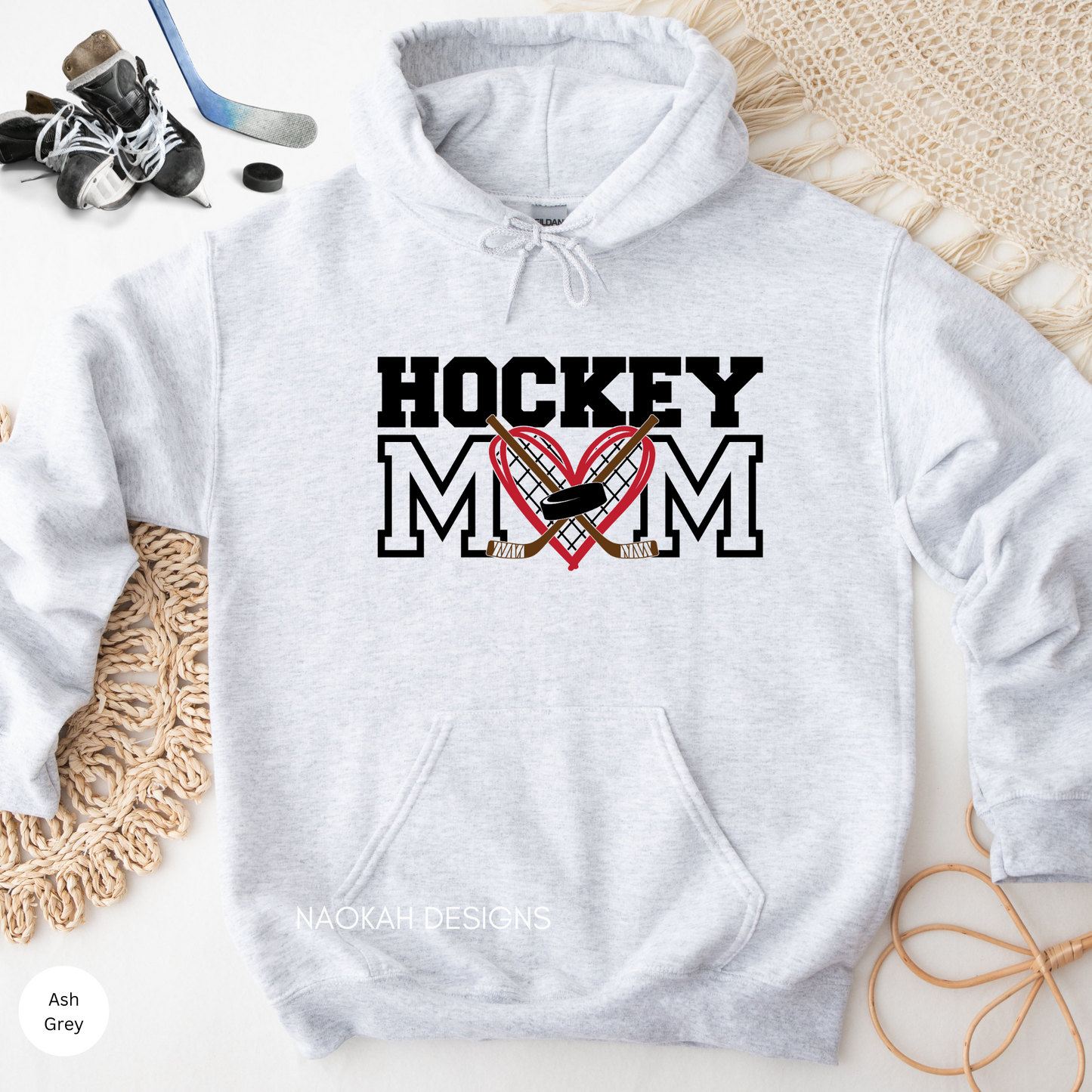 hockey mom heart sticks crewneck/hoodie